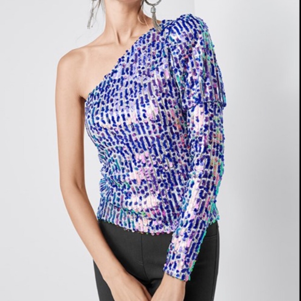 Venus one sleeve sequin multicolor top X small extra small NWOT